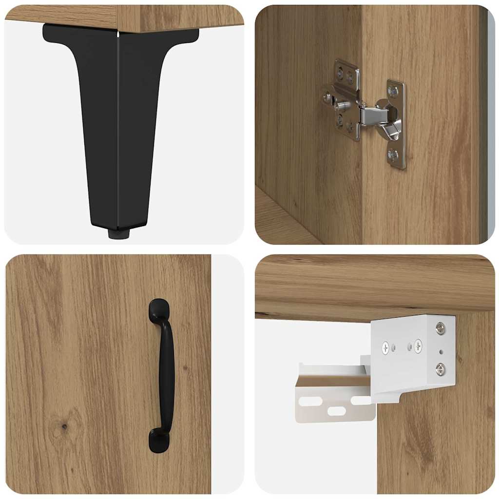 Bufet Pe perete Stejar Artizanal 69,5 x 34 x 180 cm Lemn compozit [10]