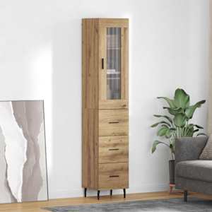 Vysoký bufet Artisanový dub 34,5 x 34 x 180 cm kompozitní dřevo - obrázek 1