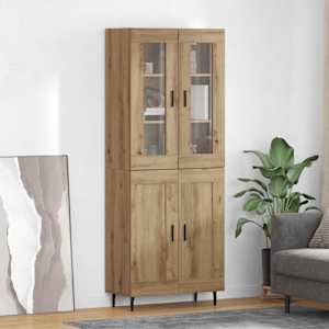 Vysoký bufet 2 pcs Artisanový dub kompozitní dřevo - obrázek 1