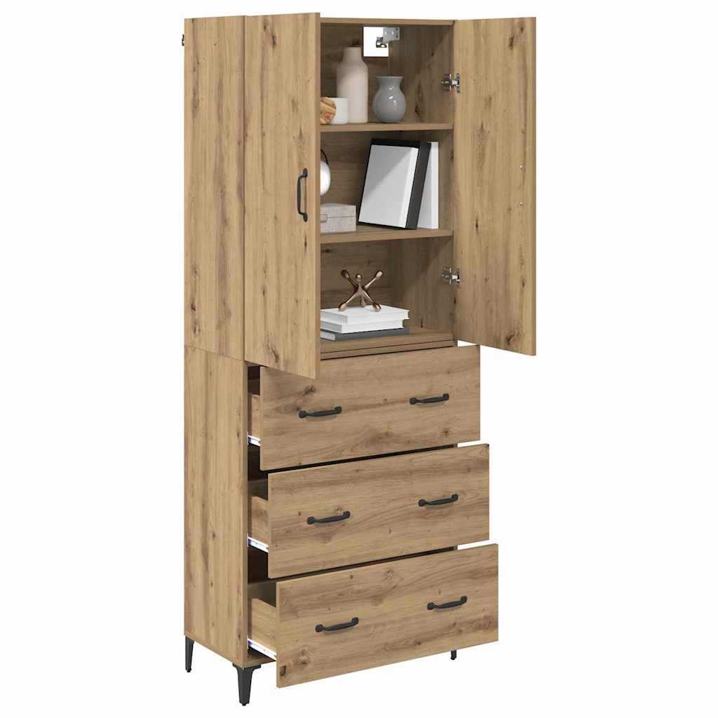 vidaXL Highboard Artisan Eiken 69,5 x 34 x 180 cm Bewerkt hout