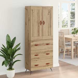 Vysoký bufet Artisanový dub 69,5 x 34 x 180 cm kompozitní dřevo - obrázek 4