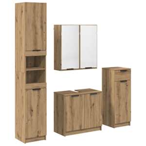 vidaXL Vannitoa m&ouml;&ouml;bleset 4 tk K&auml;sit&ouml;&ouml;puu 64,5 x 33,5 x 59 cm