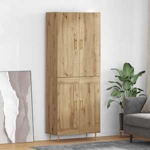 Vysoký bufet Artisanový dub 69,5 x 34 x 180 cm kompozitní dřevo - obrázek 1