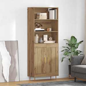 Vysoký bufet Artisanový dub 69,5 x 34 x 180 cm kompozitní dřevo - obrázek 1