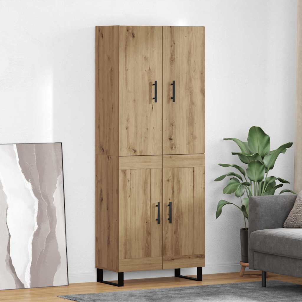 vidaXL Highboard 2 pcs Artisan-Eiche Engineered Wood und Glas