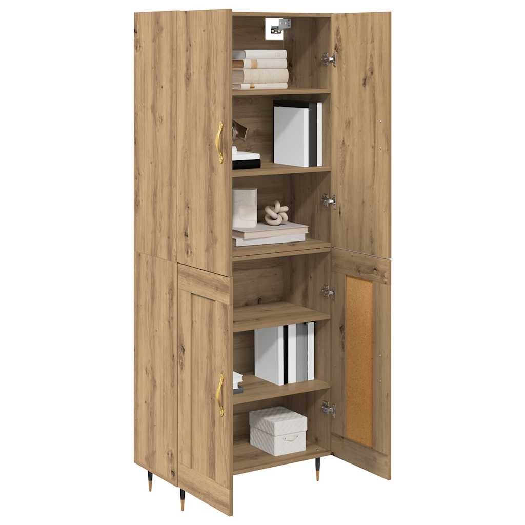 vidaXL Highboard Artisan Eiken 69,5 x 34 x 180 cm Bewerkt hout