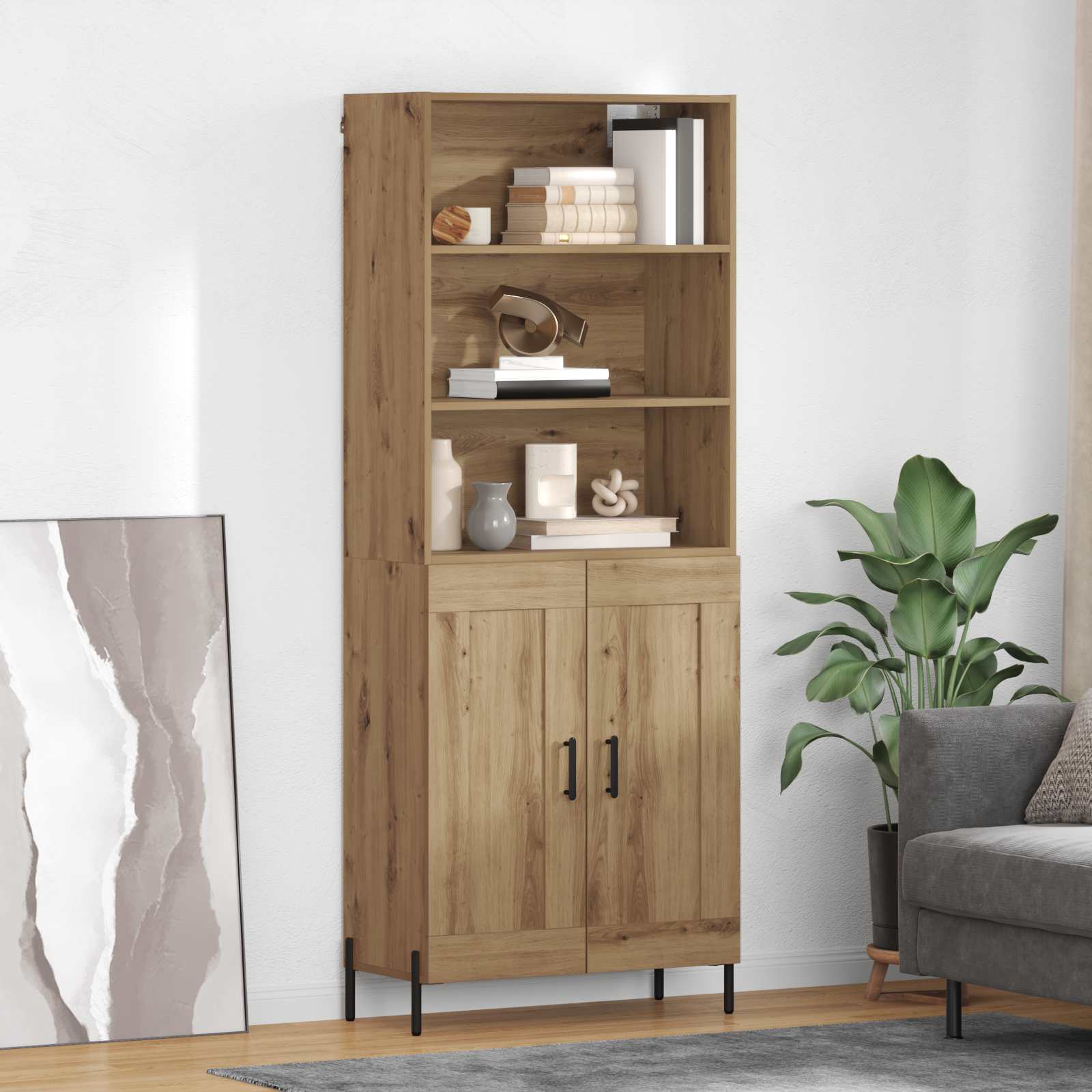 Thumbnail - vidaXL Highboard Artisan-Eiche 69,5 x 32,5 x 180 cm Holzwerkstoff