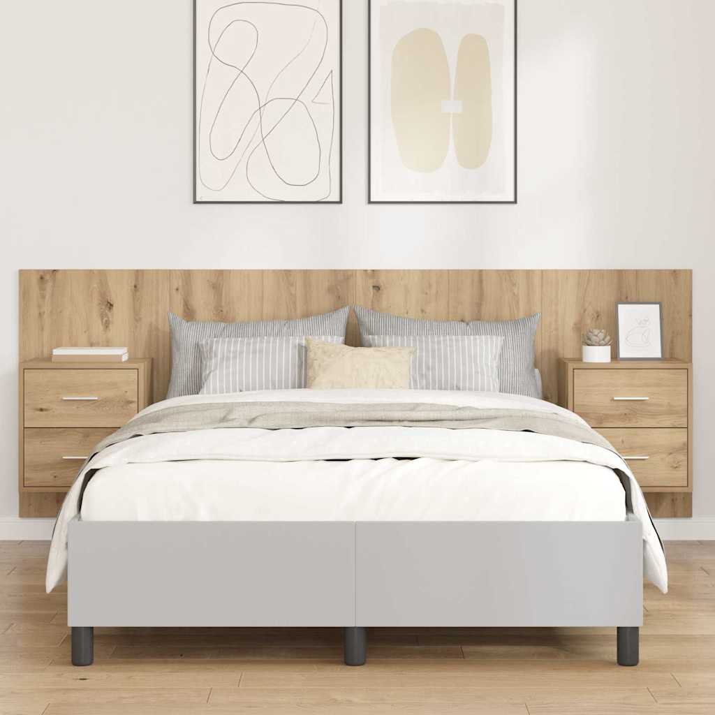 vidaXL Kopfteil mit Schrank 3 pcs Artisan-Eiche Holzwerkstoff