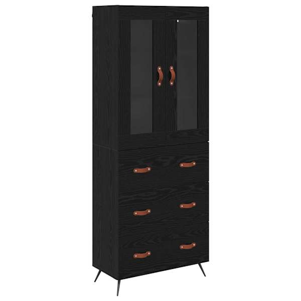 vidaXL K&otilde;rge kapp riiuliga 2 tk Must tamm 69,5 x 34 x 180 cm Tehispuit