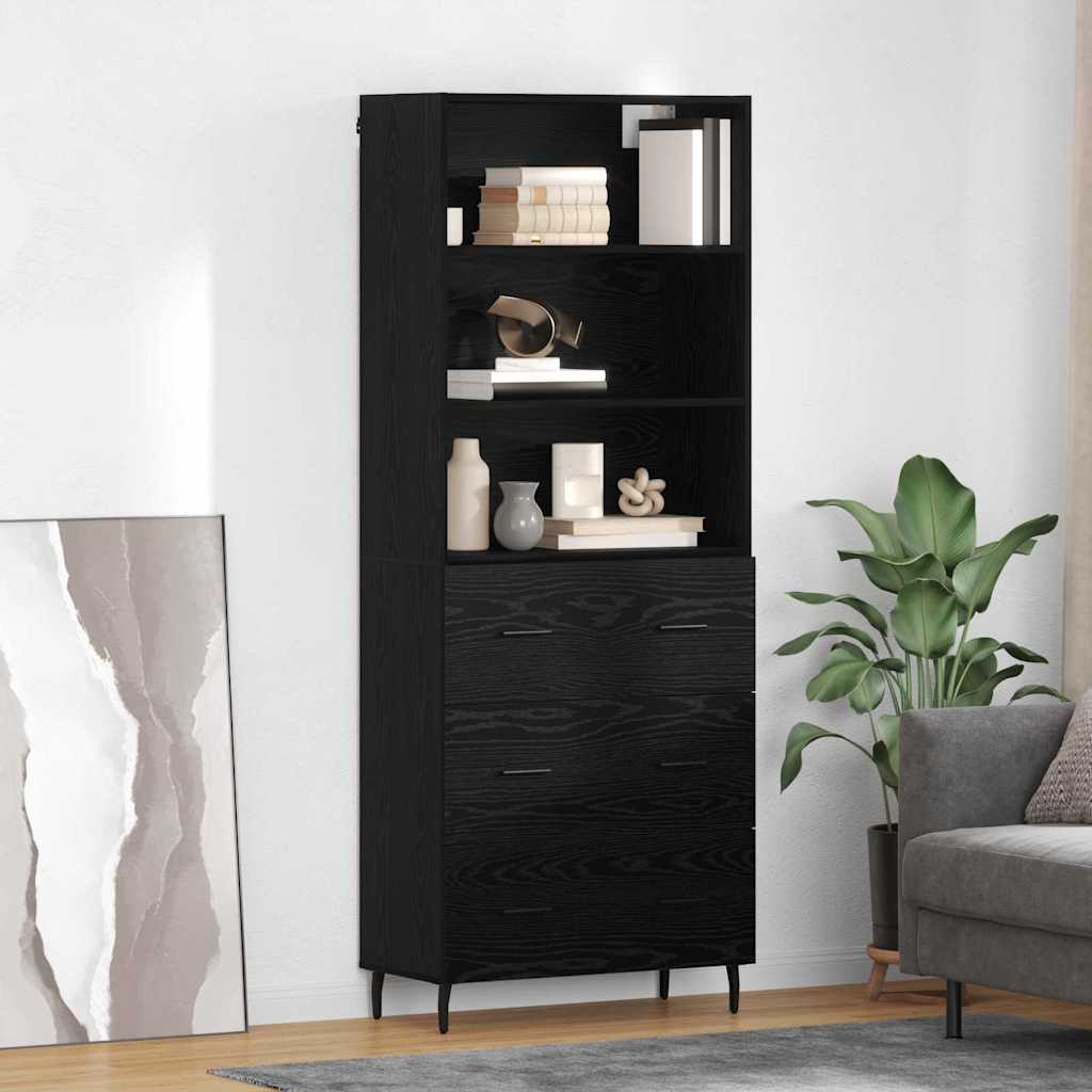 Mobilă și Mobilier - Bufet 2 pcs Stejar Negru 69,5 x 34 x 180 cm Lemn compozit