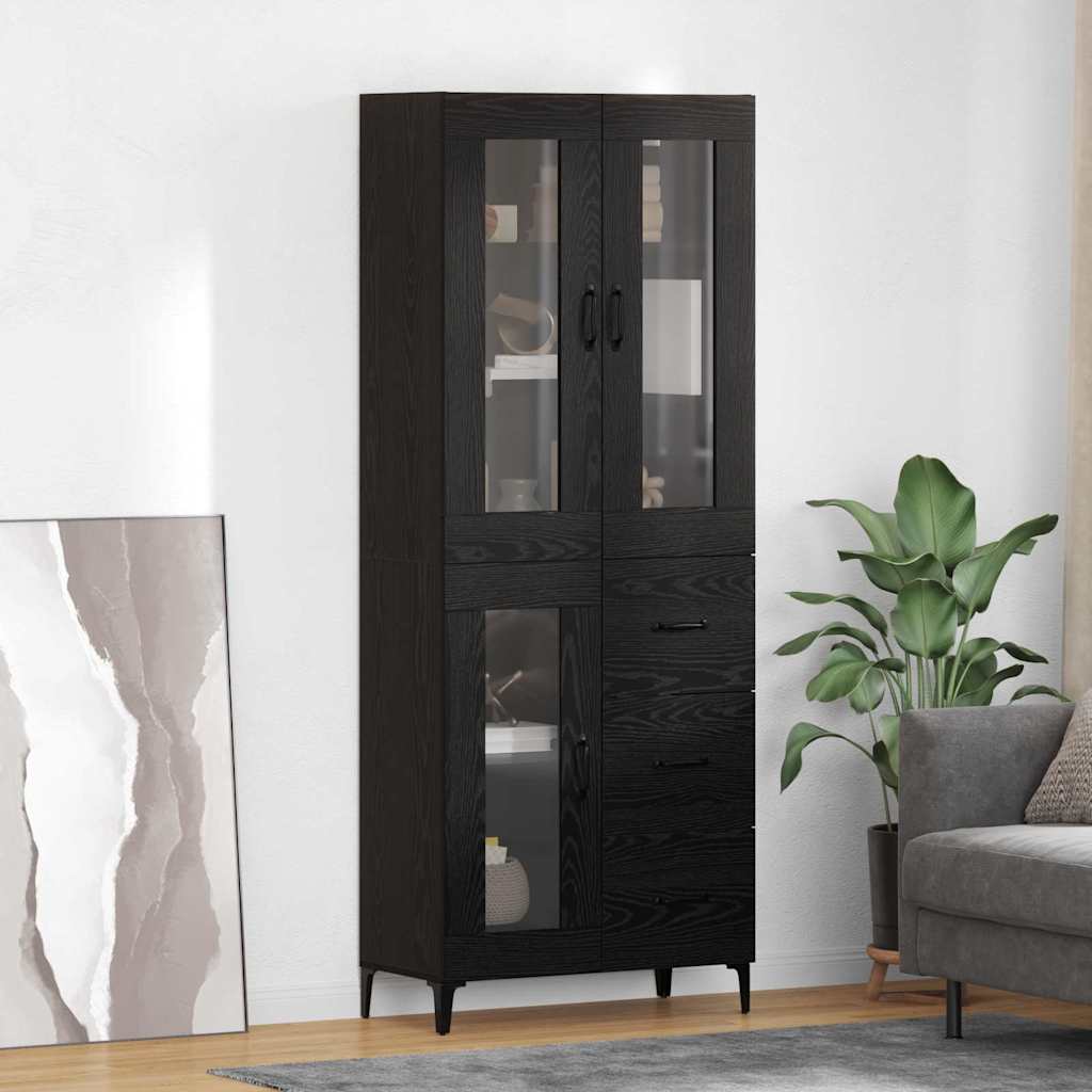 Mobilă și Mobilier - Bufet Pe perete Stejar Negru 69,5 x 34 x 180 cm Lemn compozit
