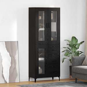 Vysoký bufet Černý dub 69,5 x 34 x 180 cm kompozitní dřevo - obrázek 1