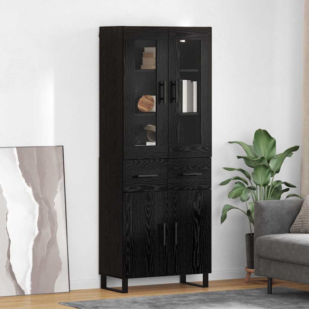 Mobilă și Mobilier - Bufet Pe perete Stejar Negru 69,5 x 34 x 180 cm Lemn compozit