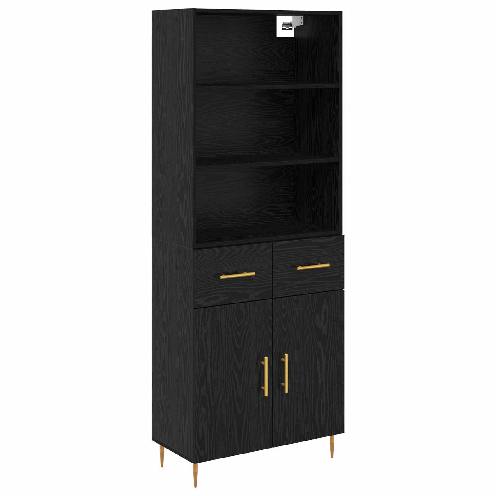 VidaXL Highboard Met Lade Zwart Eiken 69, 5 X 34 X 180 Cm Bewerkt Hout