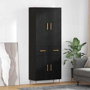 Vysoký bufet Černý dub 69,5 x 34 x 180 cm kompozitní dřevo - obrázek 1