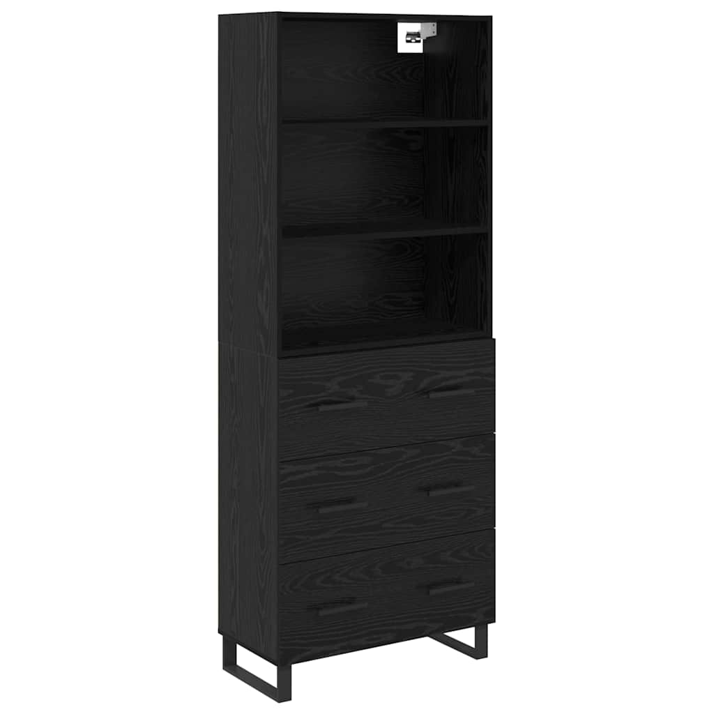 Thumbnail - vidaXL Highboard Schwarz Eichen-Optik 69,5 x 34 x 180 cm Holzwerkstoff