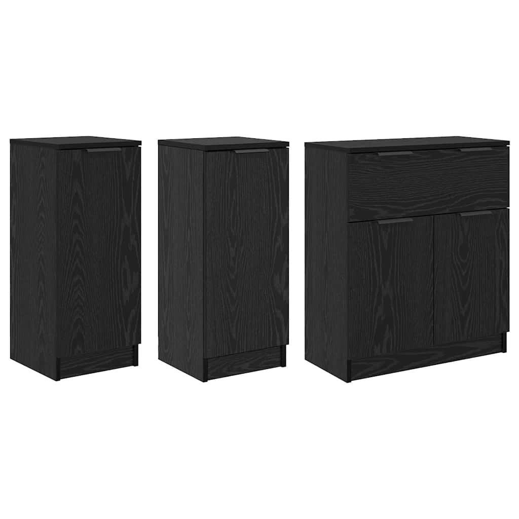 Thumbnail - vidaXL Sideboard 3 pcs Schwarz Eichen-Optik Holzwerkstoff