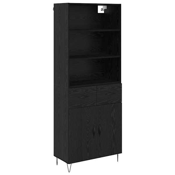 vidaXL K&otilde;rgushein 2 tk Must tamm 69,5 x 34 x 180 cm Tehispuit ja klaas