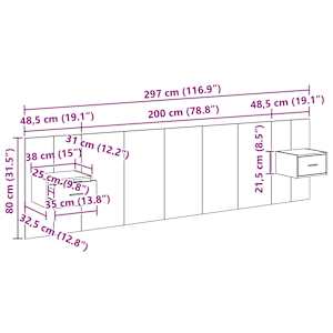 Hlavová část s kabinetem 3 pcs Černý dub kompozitní dřevo - obrázek 15