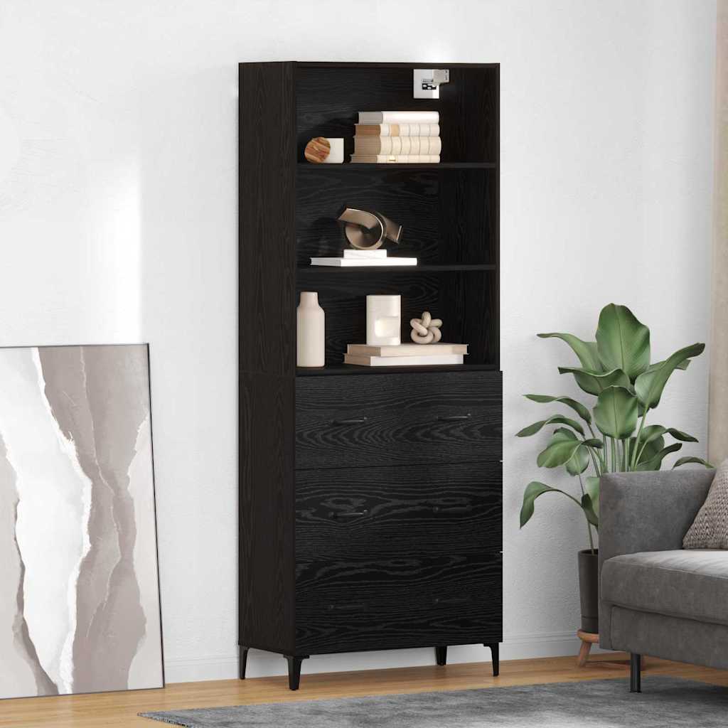 vidaXL Highboard mit Schubladen Schwarz Eichen-Optik Holzwerkstoff