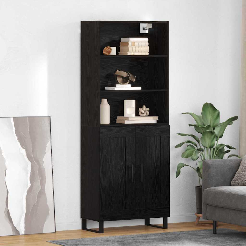vidaXL Highboard Schwarz Eichen-Optik 69,5 x 34 x 180 cm Holzwerkstoff
