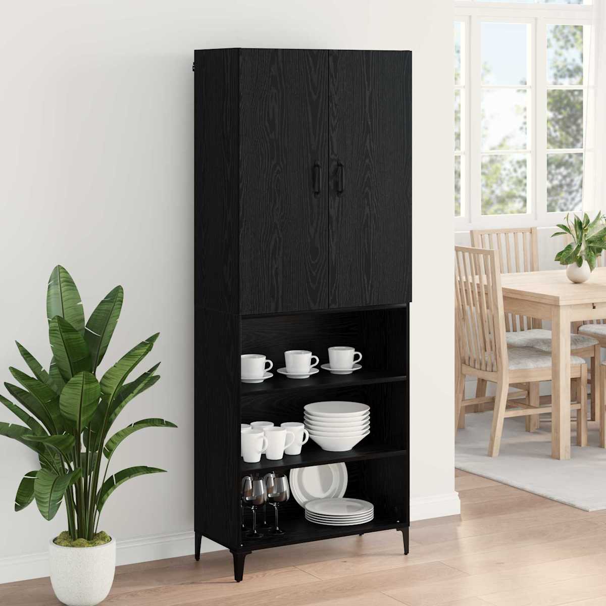 Highboard 69,5 x 34 x 180 cm Konstrueret træ - Billede 4