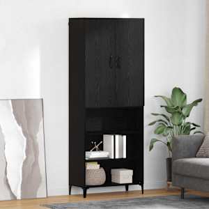 Vysoký bufet Černý dub 69,5 x 34 x 180 cm kompozitní dřevo - obrázek 1