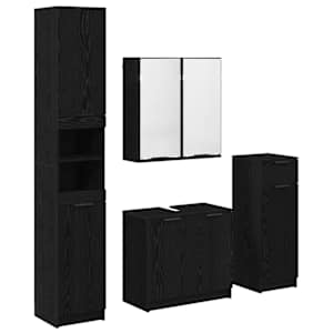 vidaXL Vannitoa m&ouml;&ouml;bleset 4 tk Must tamm 64,5 x 33,5 x 59 cm Tehispuit