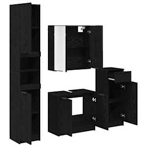 Sada koupelnového nábytku 4 pcs Černý dub kompozitní dřevo - obrázek 9