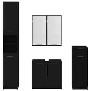 Sada koupelnového nábytku 4 pcs Černý dub kompozitní dřevo - obrázek 10