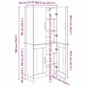 Vysoký bufet 2 pcs Černý dub 69,5 x 34 x 180 cm - obrázek 13