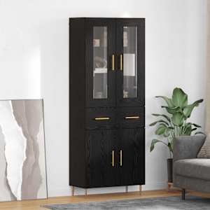 Visok predalnik s predalom 2 pcs Črna Orehovina Konstruiran les