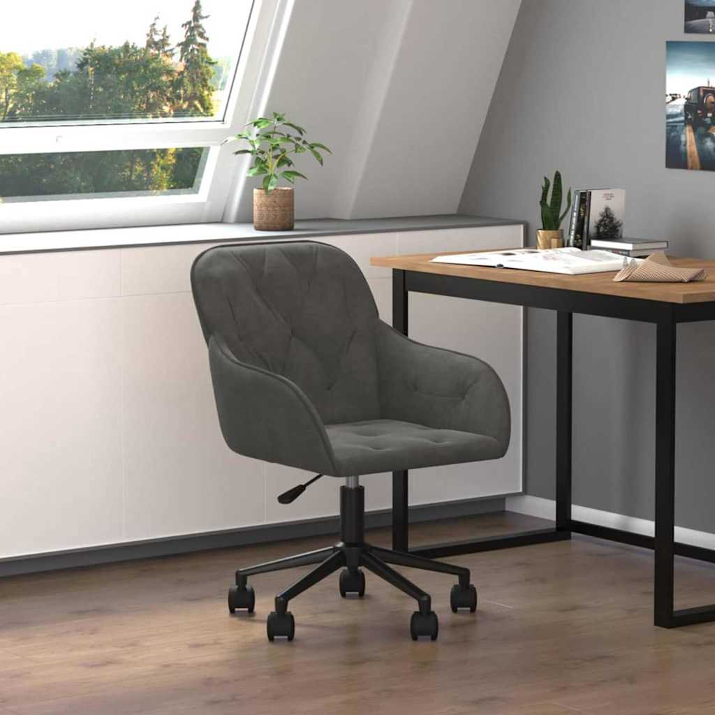 Office Chair with Wheel Dark Grey 56 x 61.5 x 72 cm Velvet