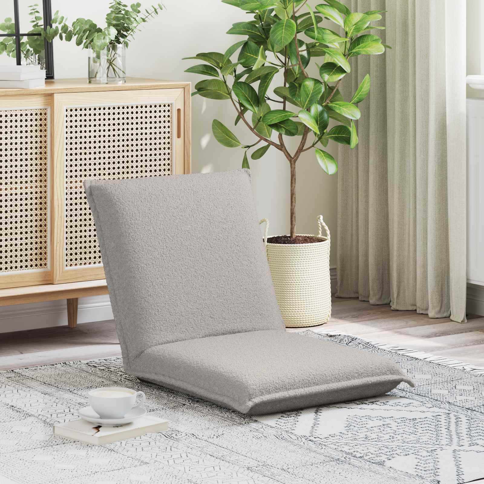 vidaXL Scaun de podea Gri deschis 54 x 64 x 59 cm Tarfă de oaie