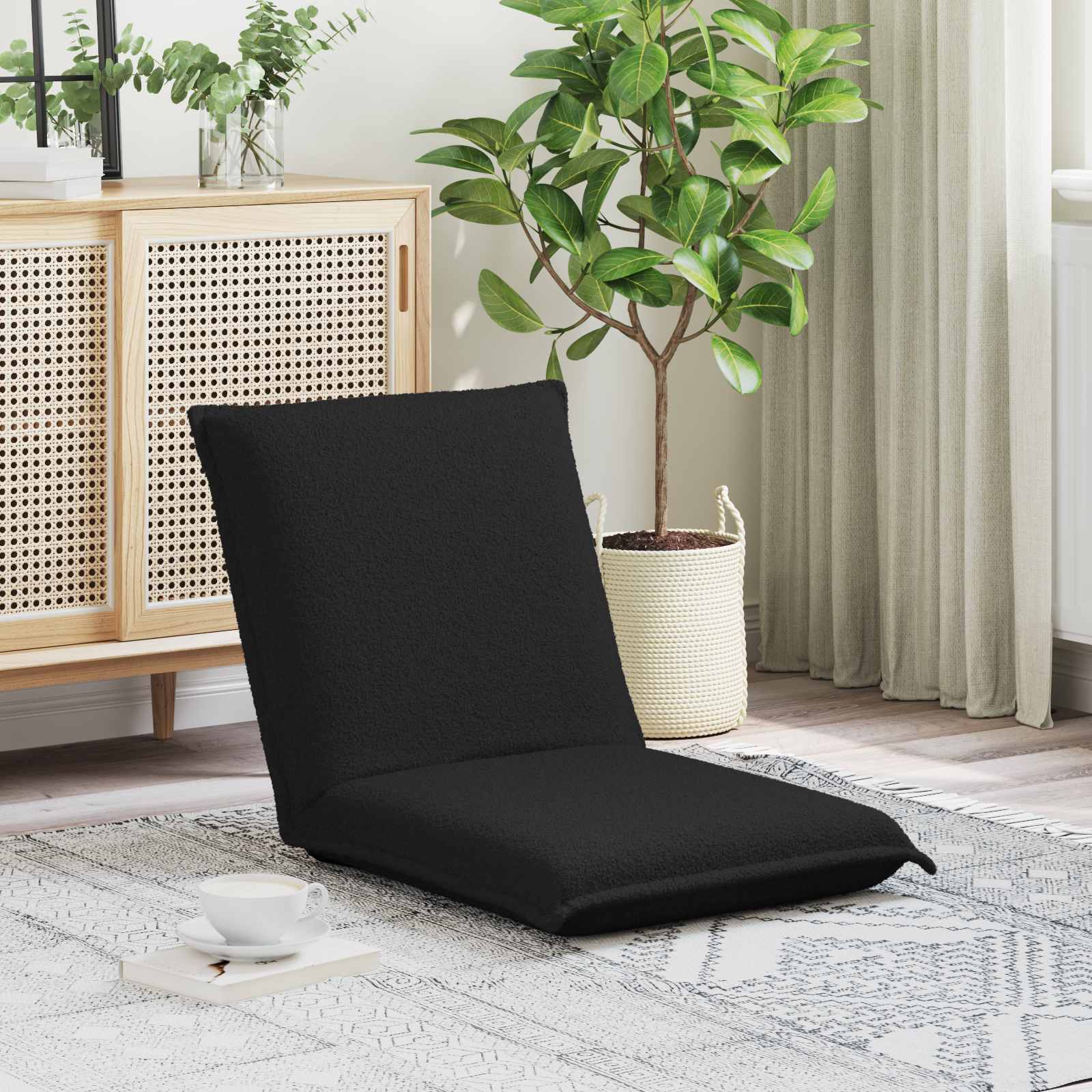 Gulvstol Sort 54 x 64 x 59 cm Uldstof