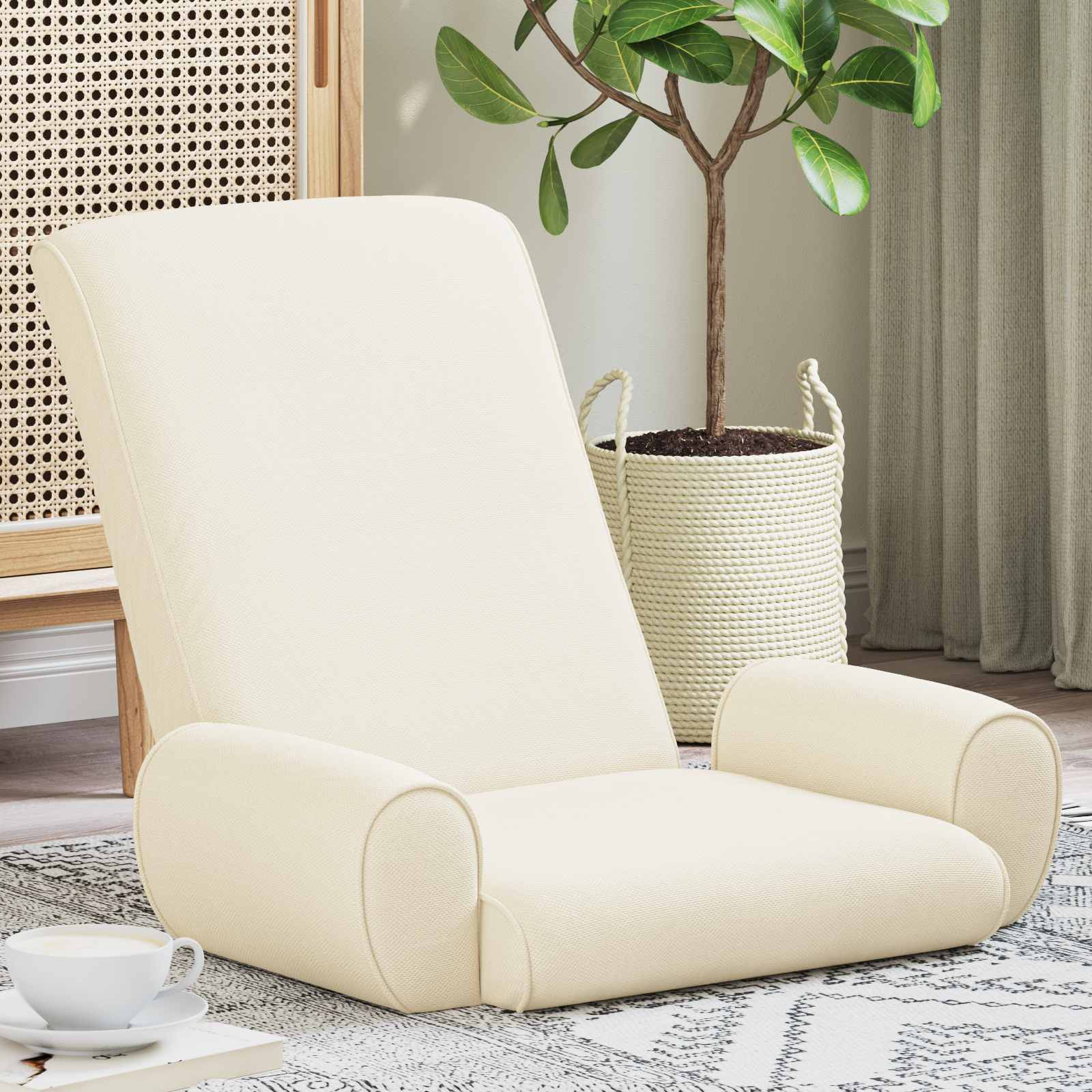 vidaXL Scaun de podea Crem 68 x 51 x 56 cm Catifea texturată
