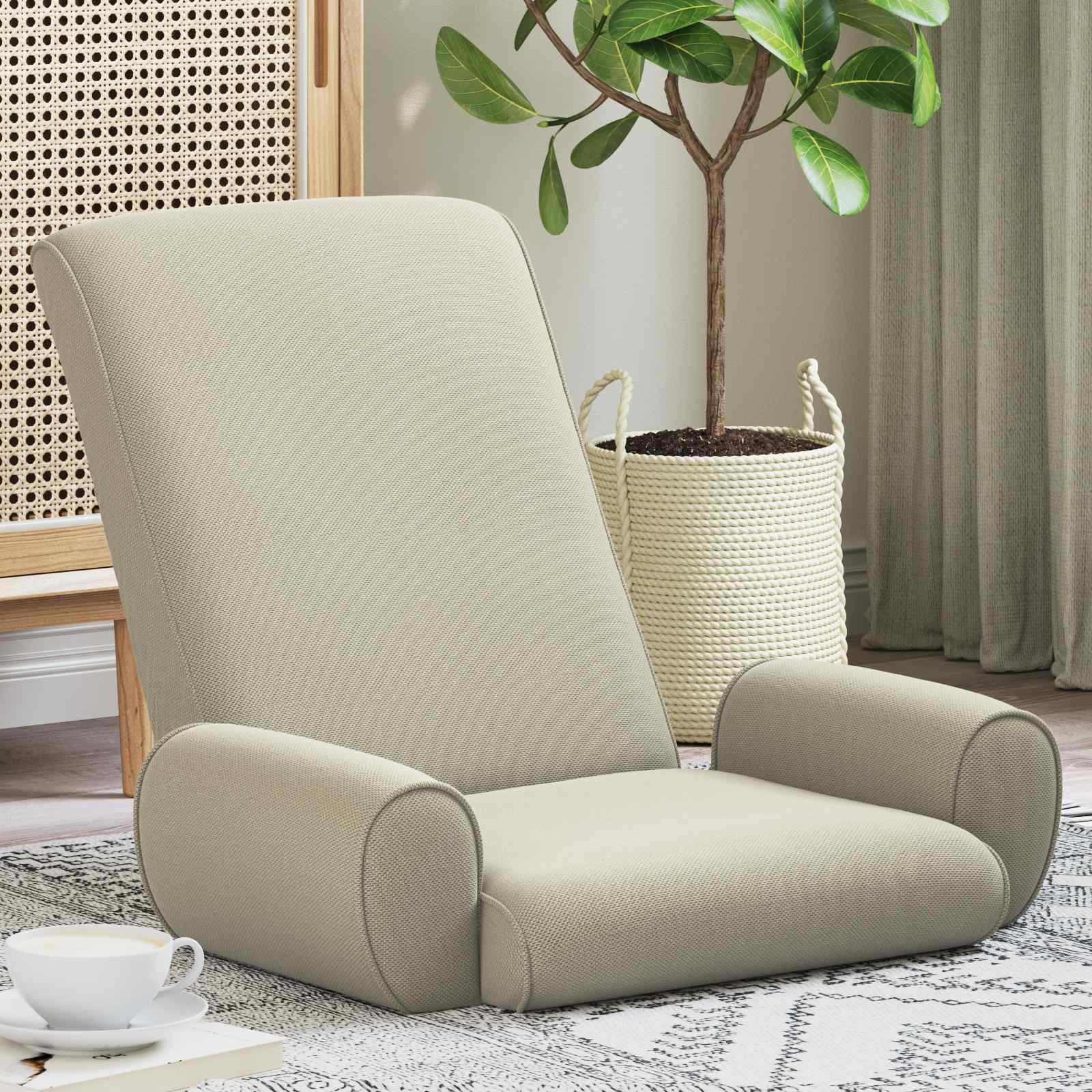 Gulvstol Sandfarvet 68 x 51 x 56 cm Kornet Velour