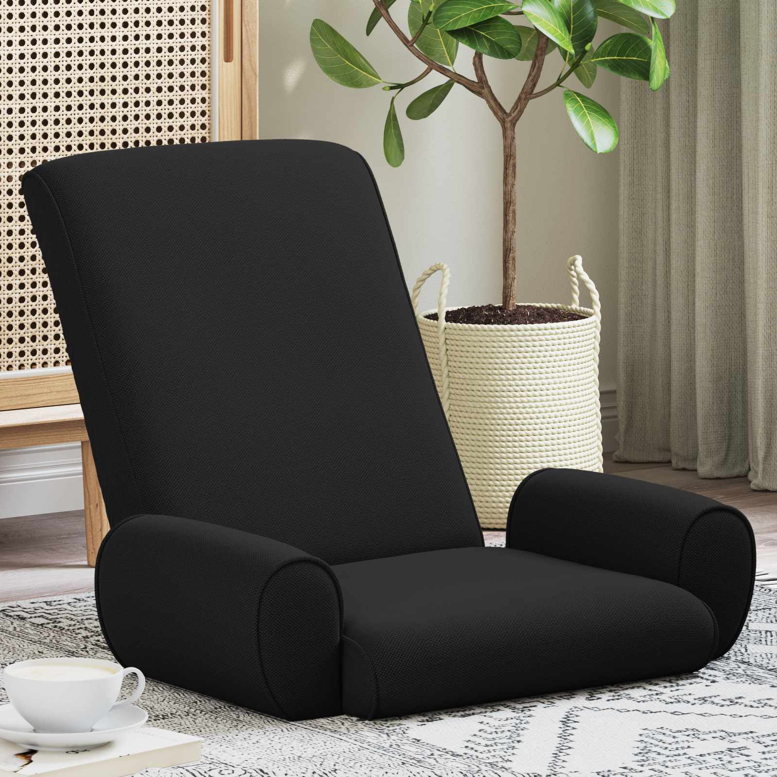 vidaXL Scaun de podea Negru 68 x 51 x 56 cm Catifea texturată