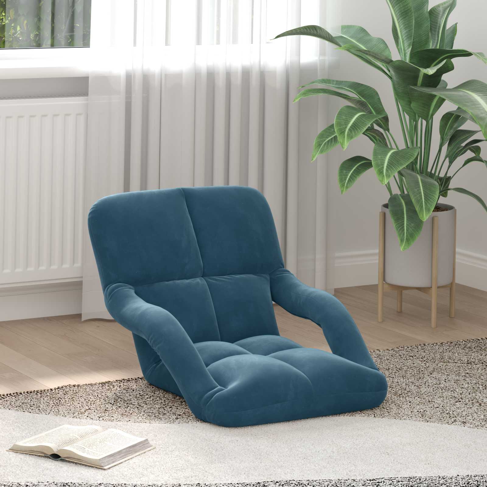 vidaXL Scaun de podea albastru 58 x 62 x 58 cm Catifea