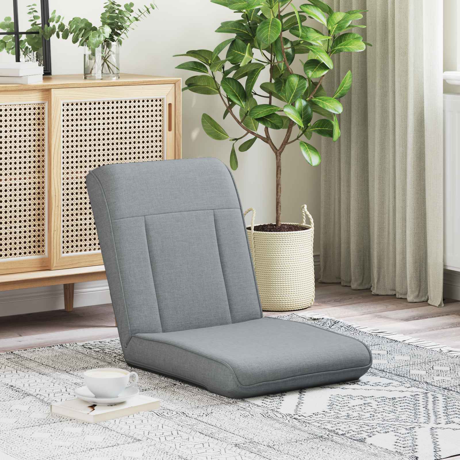 vidaXL Scaun de podea Gri deschis 50 x 73 x 60 cm țesătură