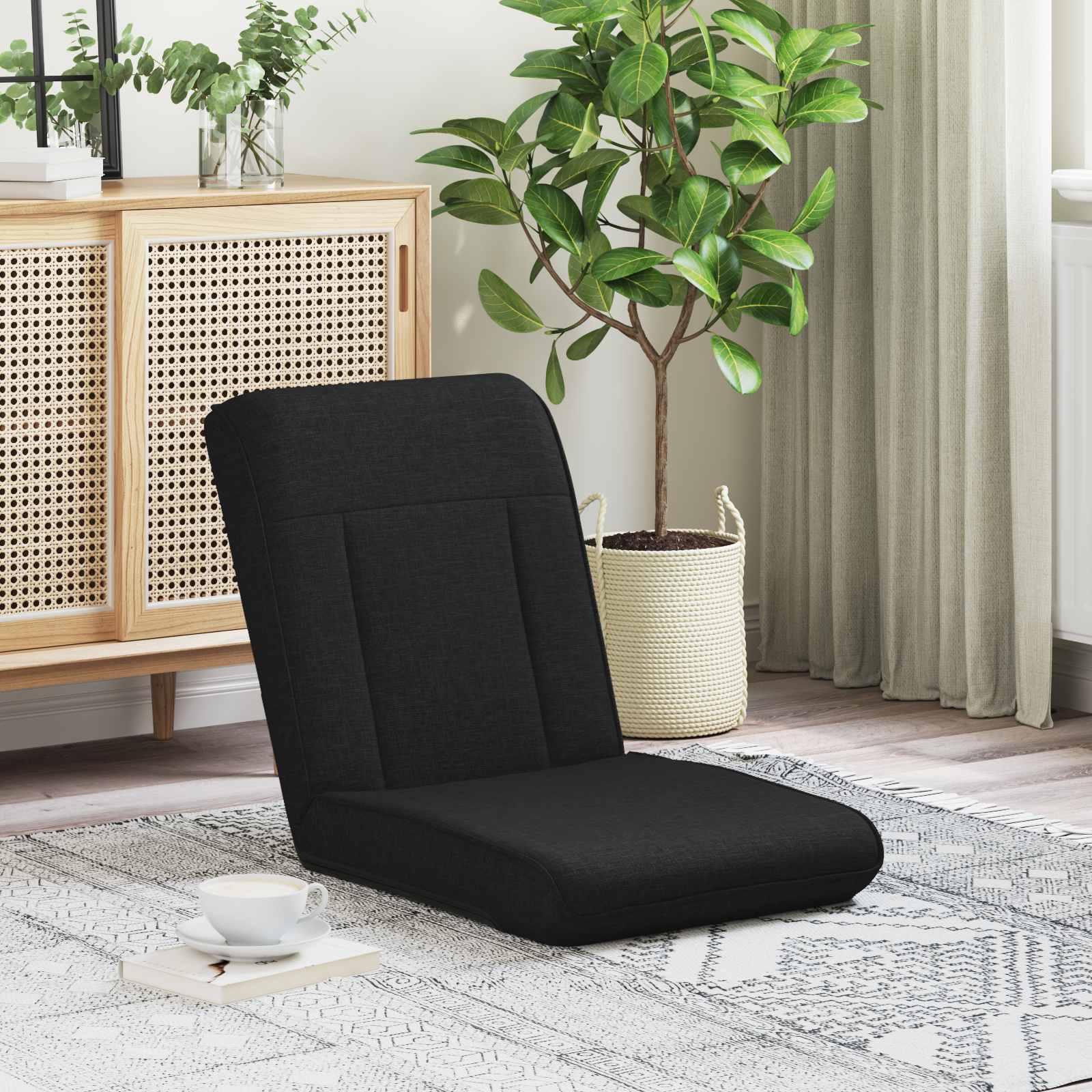vidaXL Scaun de podea Negru 50 x 73 x 60 cm țesătură