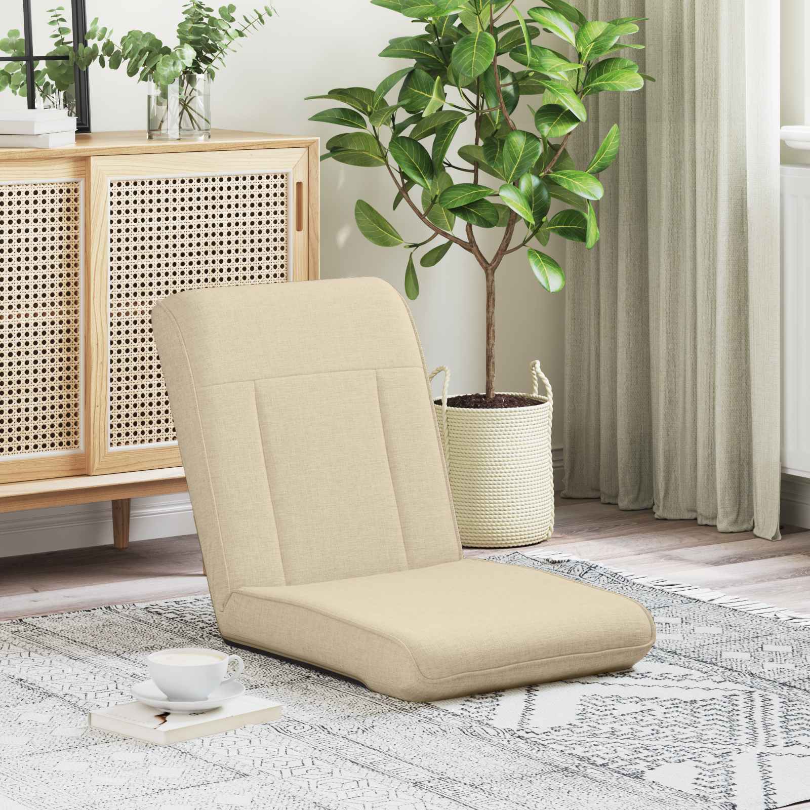 vidaXL Scaun de podea Crem 50 x 73 x 60 cm țesătură