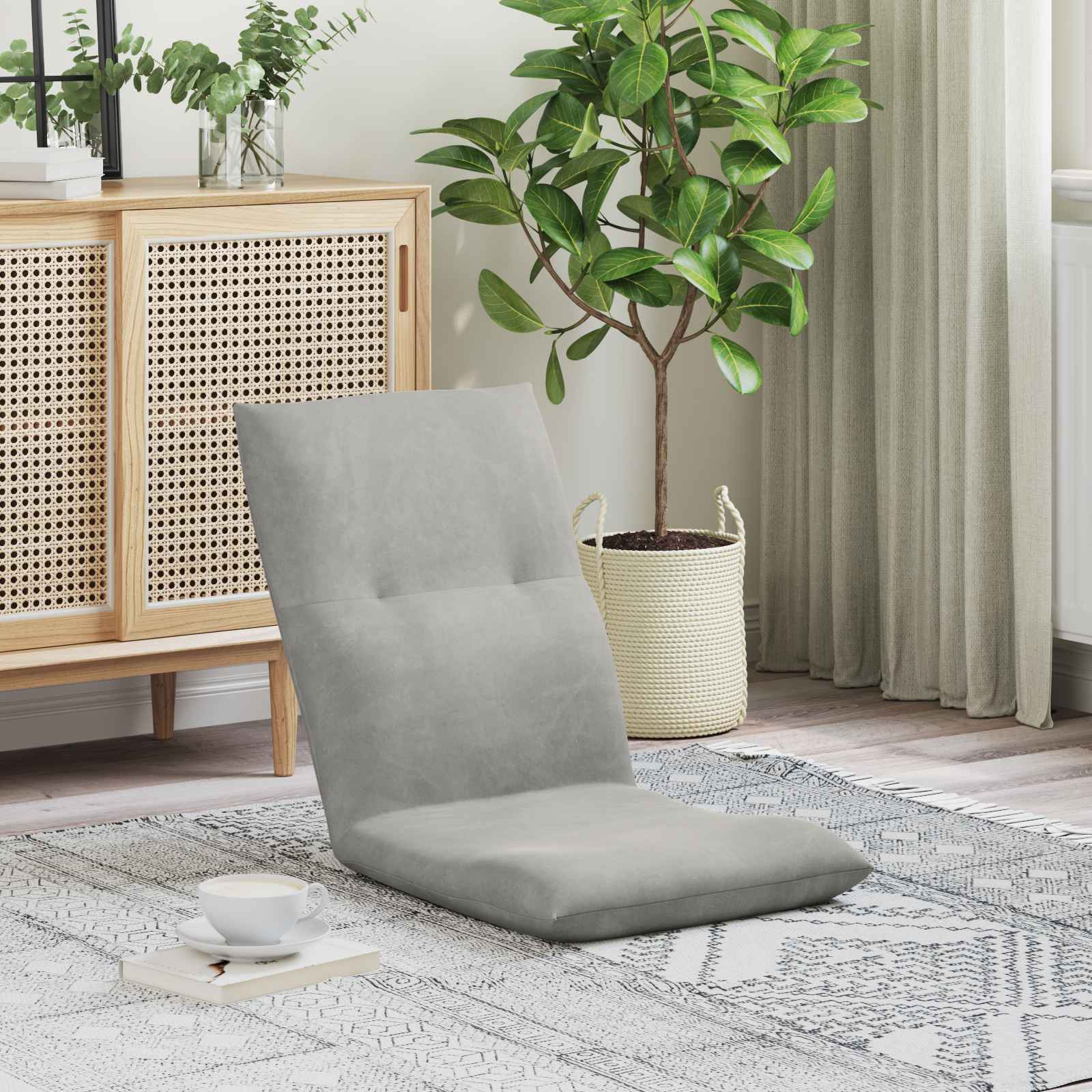 vidaXL Scaun de podea Gri deschis 46 x 50 x 61 cm Catifea