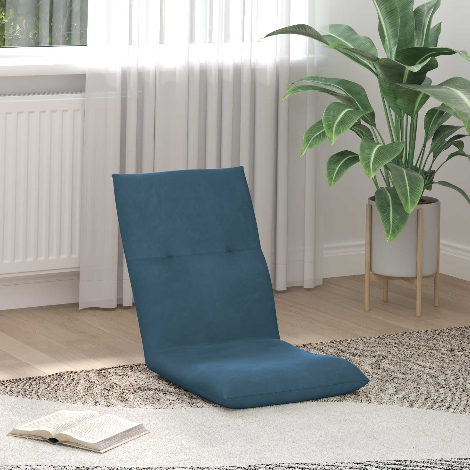 vidaXL Scaun de podea albastru 46 x 50 x 61 cm Catifea