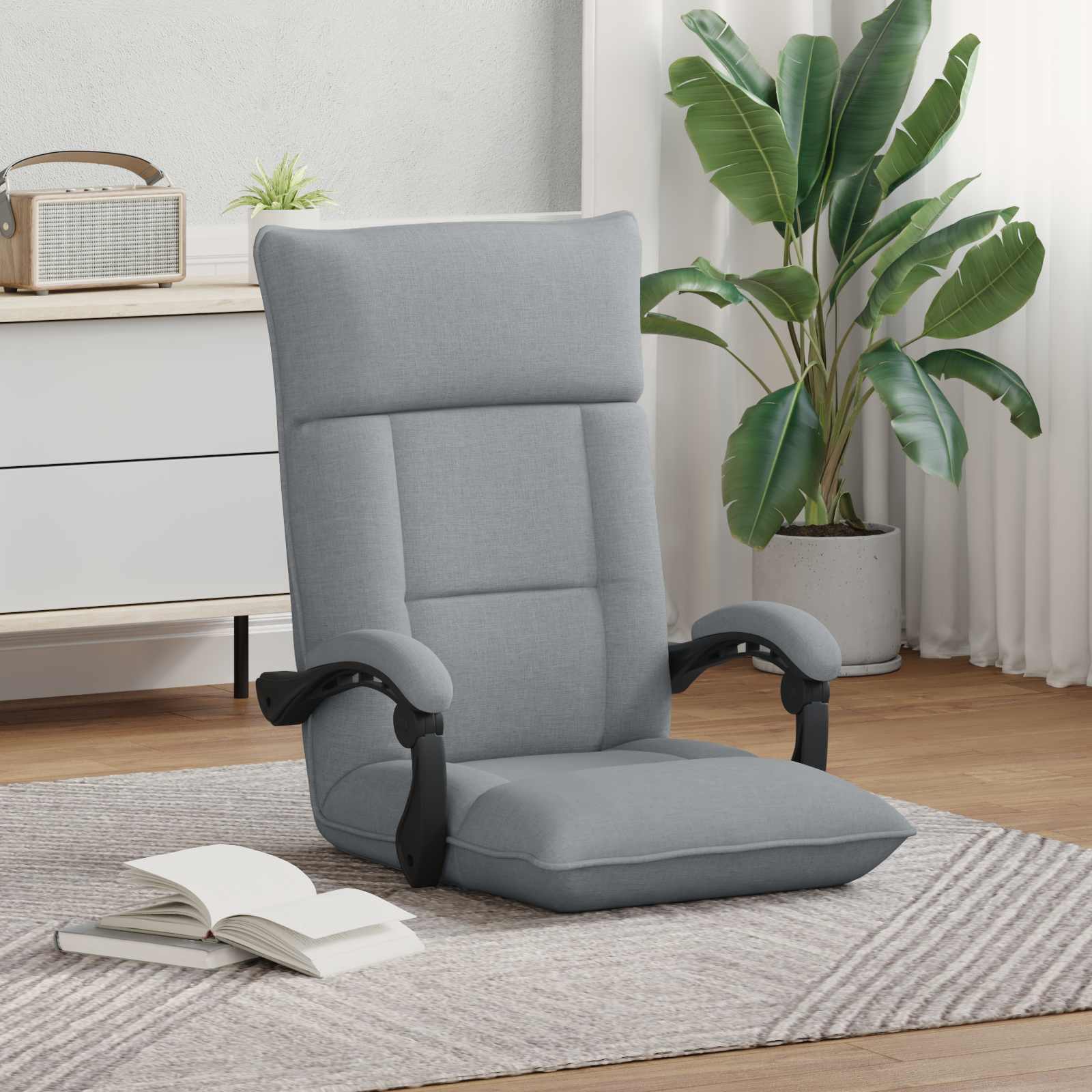 vidaXL Scaun de podea Gri deschis 66 x 66 x 80 cm țesătură