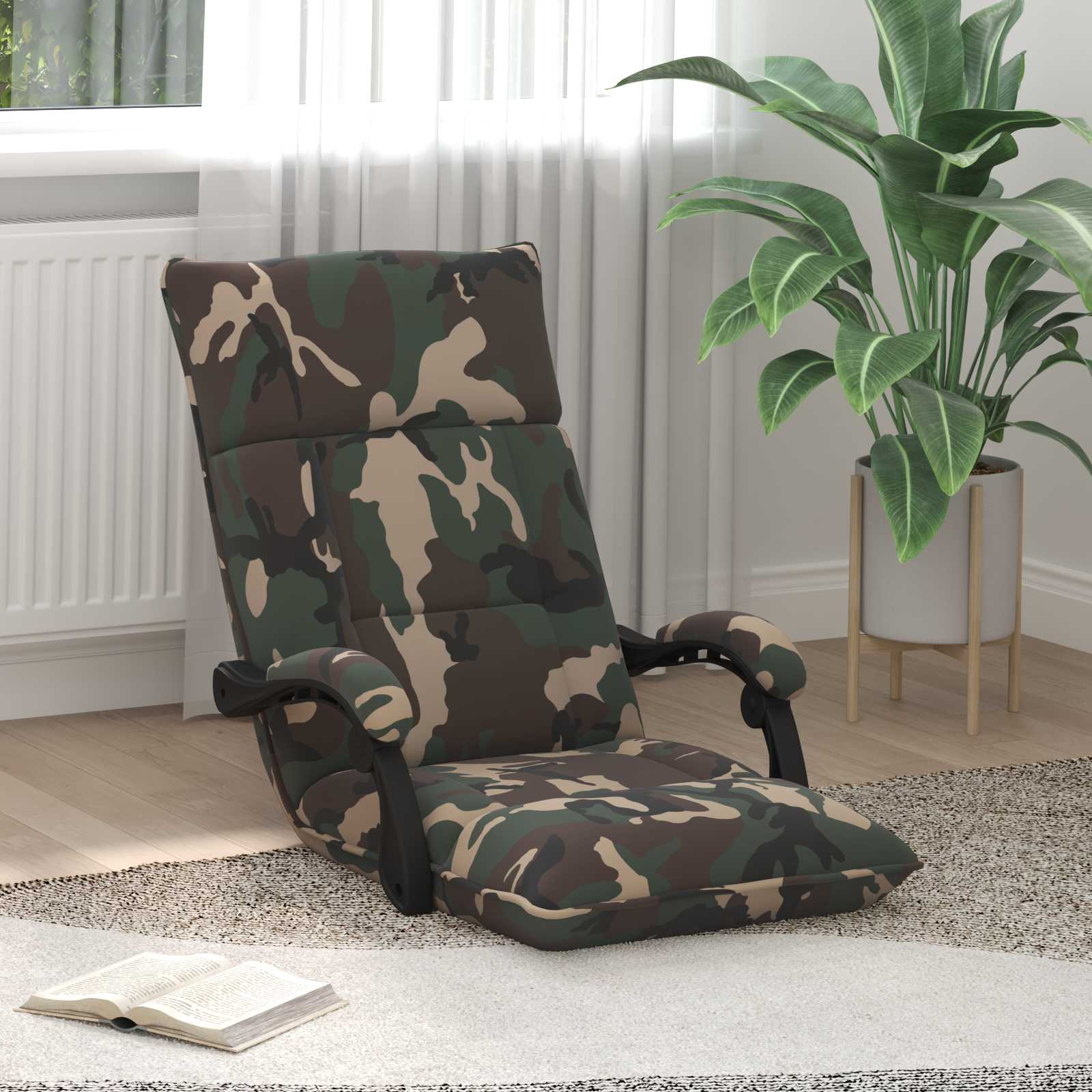 vidaXL Scaun de podea Verde Army 66 x 66 x 80 cm țesătură