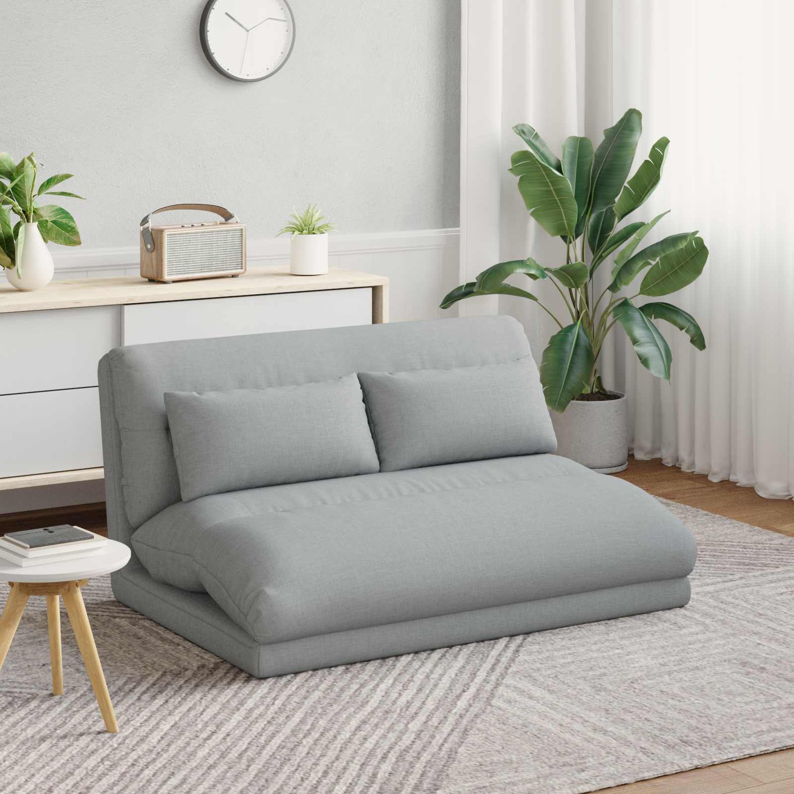 vidaXL Scaun de podea Gri deschis 110 x 82 x 55 cm țesătură