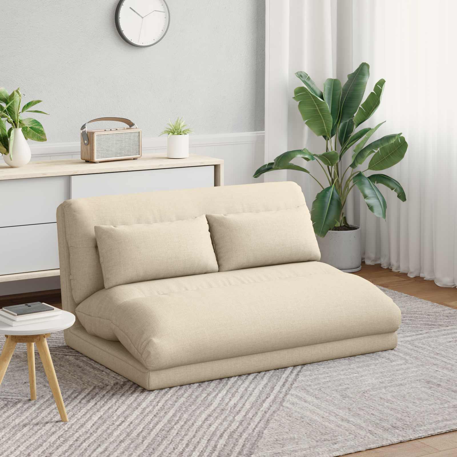 vidaXL Scaun de podea Crem 110 x 82 x 55 cm țesătură