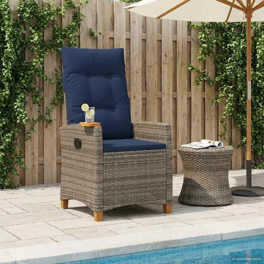 vidaXL Scaun reclinabil cu placă pentru ceai cu pernă 62 x 64 x 112 cm