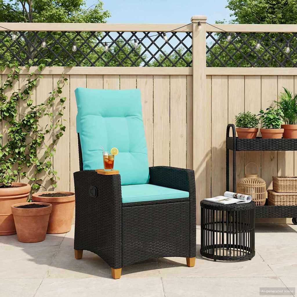 vidaXL Scaun reclinabil cu placă pentru ceai cu pernă 62 x 64 x 112 cm